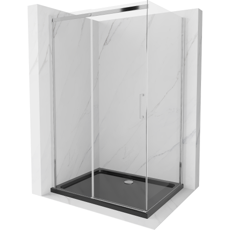 Mexen Omega kabina prysznicowa rozsuwana 100 x 90 cm, transparent, chrom + brodzik Flat, czarny - 825-100-090-01-00-4070