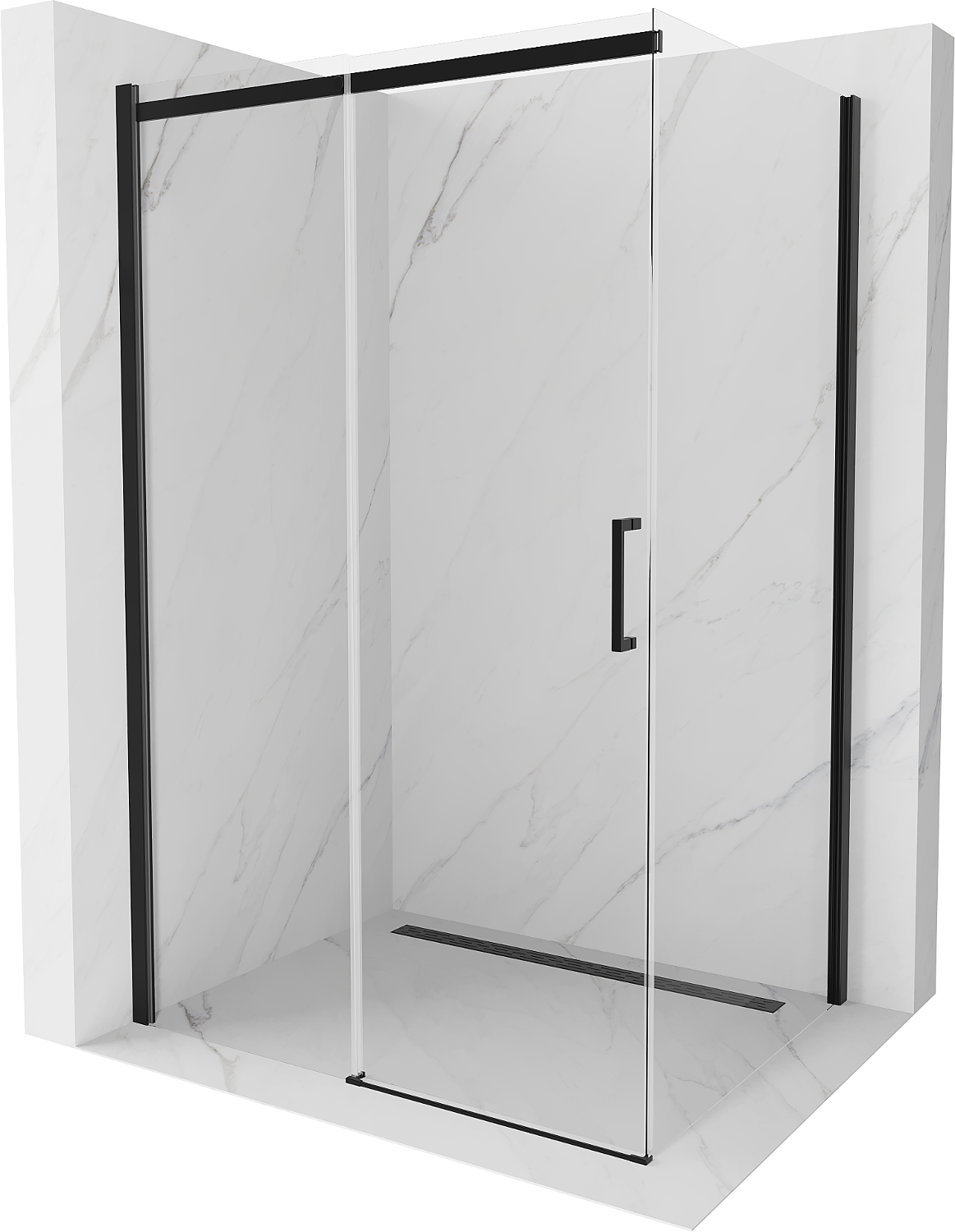 Mexen Omega kabina prysznicowa rozsuwana 110 x 70 cm, transparent, czarna - 825-110-070-70-00