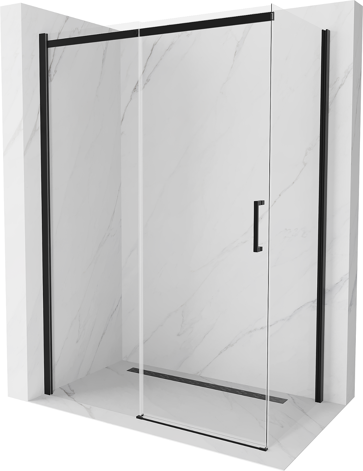 Mexen Omega kabina prysznicowa rozsuwana 140 x 80 cm, transparent, czarna - 825-140-080-70-00
