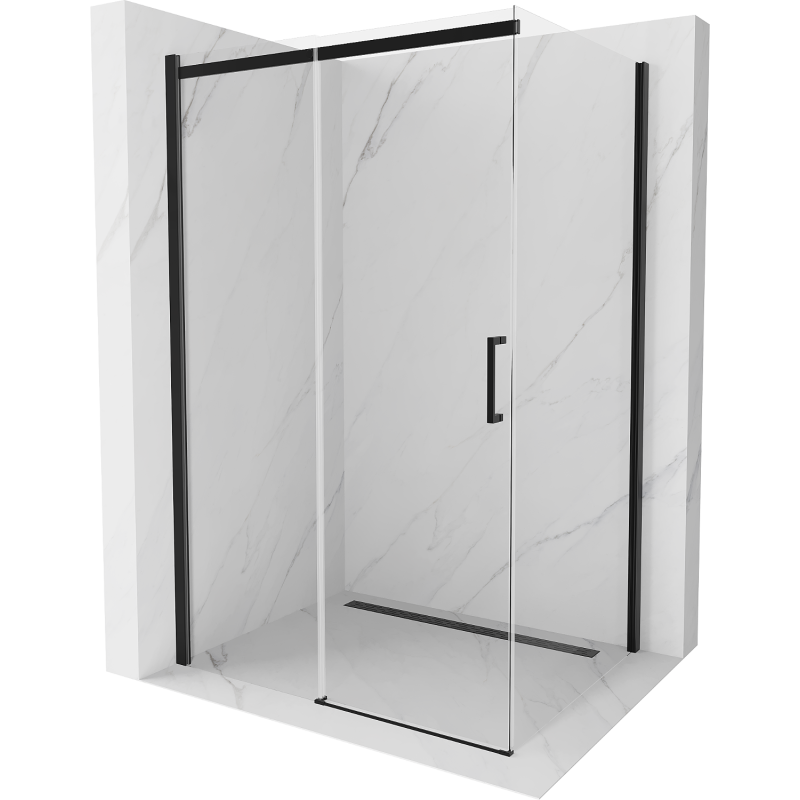 Mexen Omega kabina prysznicowa rozsuwana 150 x 100 cm, transparent, czarna - 825-150-100-70-00