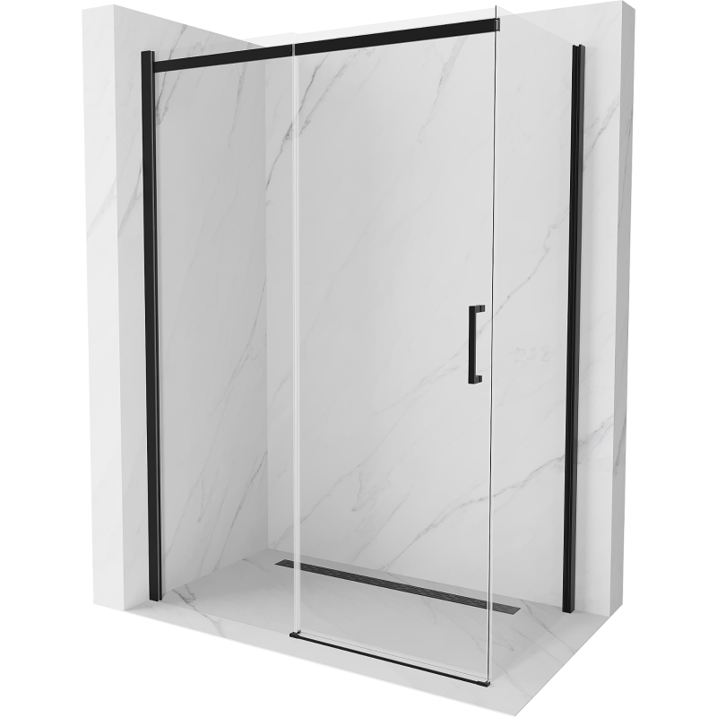 Mexen Omega kabina prysznicowa rozsuwana 160 x 90 cm, transparent, czarna - 825-160-090-70-00