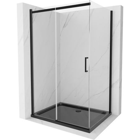 Mexen Omega kabina prysznicowa rozsuwana 100 x 90 cm, transparent, czarna + brodzik Flat, czarny - 825-100-090-70-00-4070B
