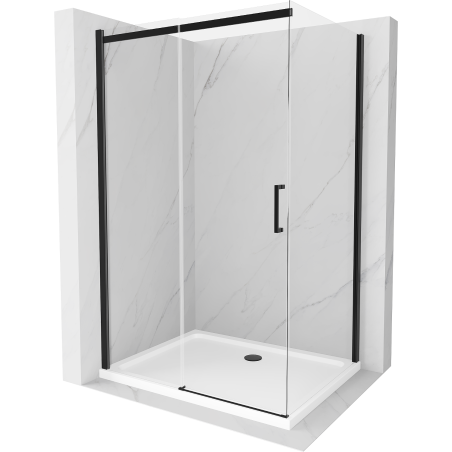 Mexen Omega kabina prysznicowa rozsuwana 110 x 90 cm, transparent, czarna + brodzik Flat, biały - 825-110-090-70-00-4010B