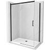 Mexen Omega kabina prysznicowa rozsuwana 130 x 70 cm, transparent, czarna + brodzik Flat, biały - 825-130-070-70-00-4010B