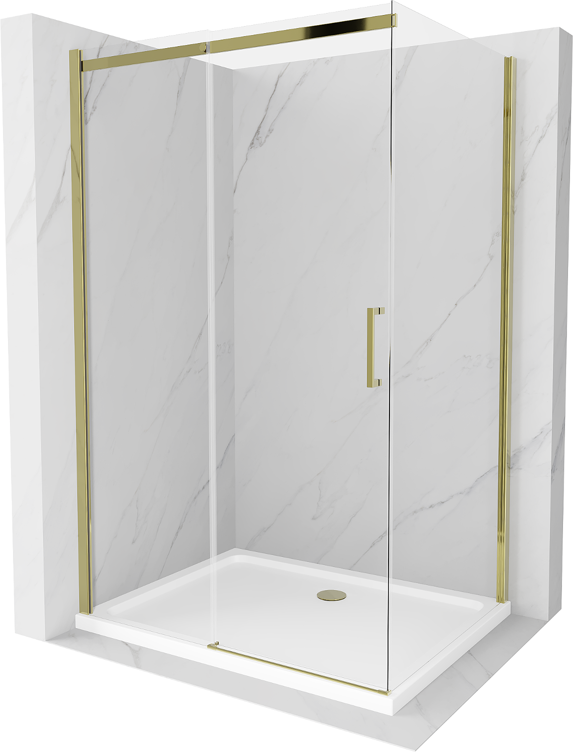 Mexen Omega kabina prysznicowa rozsuwana 110 x 80 cm, transparent, złota + brodzik Flat - 825-110-080-50-00-4010