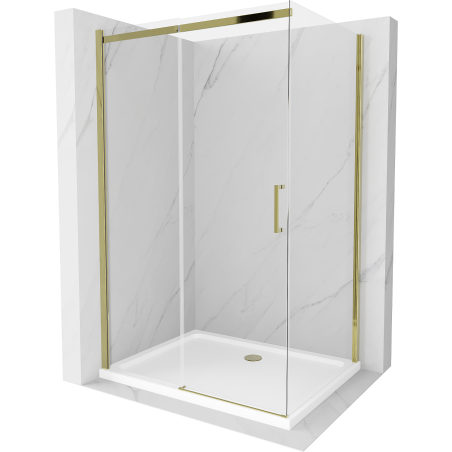 Mexen Omega kabina prysznicowa rozsuwana 110 x 90 cm, transparent, złota + brodzik Flat - 825-110-090-50-00-4010