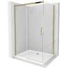 Mexen Omega kabina prysznicowa rozsuwana 130 x 90 cm, transparent, złota + brodzik Flat - 825-130-090-50-00-4010