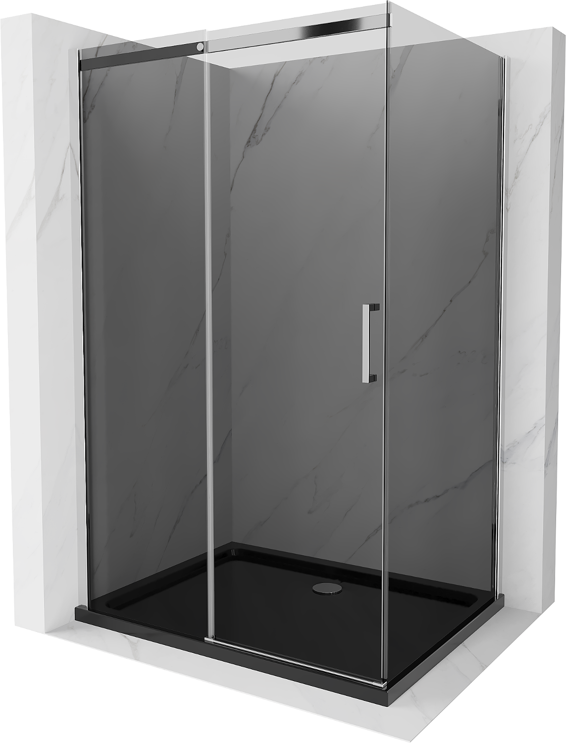 Mexen Omega kabina prysznicowa rozsuwana 120 x 90 cm, grafit, chrom + brodzik Flat, czarny - 825-120-090-01-40-4070