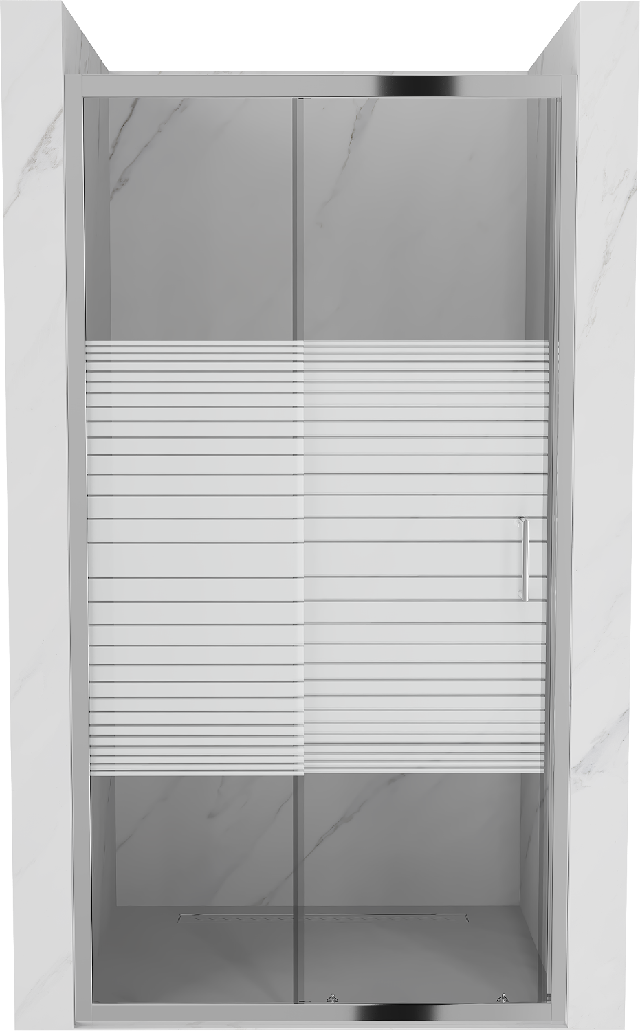 Mexen Apia drzwi prysznicowe rozsuwane 125 cm, pasy, chrom - 845-125-000-01-20