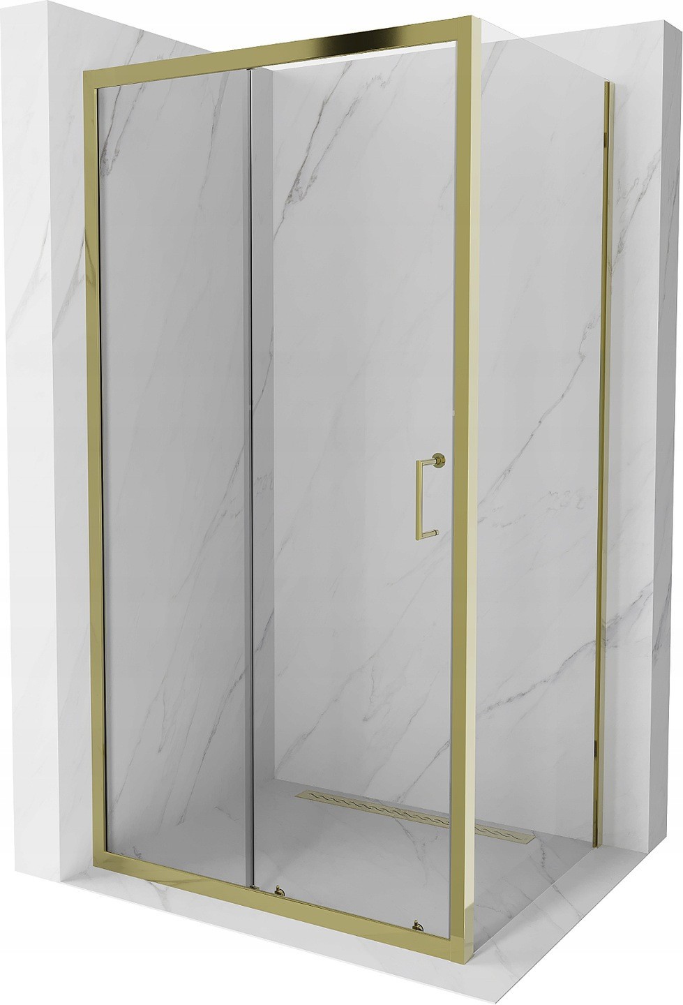 Mexen Apia kabina prysznicowa rozsuwana 95 x 90 cm, transparent, złota - 840-095-090-50-00