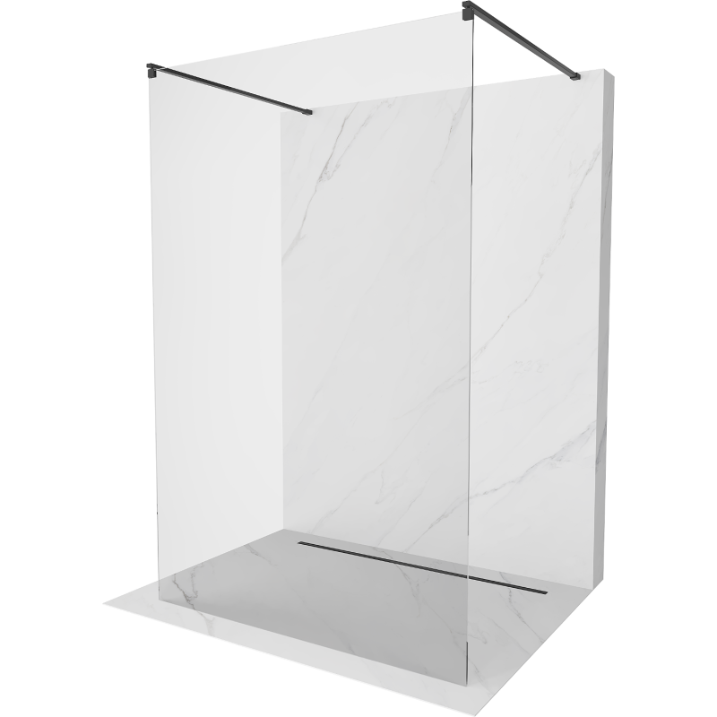 Mexen Kioto ścianka prysznicowa wolnostojąca 130 x 200 cm, transparent 8 mm, czarna - 800-130-002-70-00