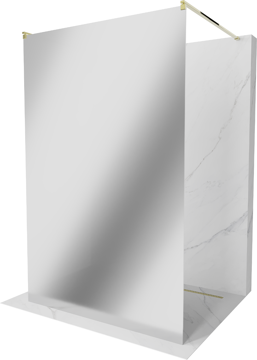 Mexen Kioto ścianka prysznicowa wolnostojąca 110 x 200 cm, lustro, złota - 800-110-002-50-50