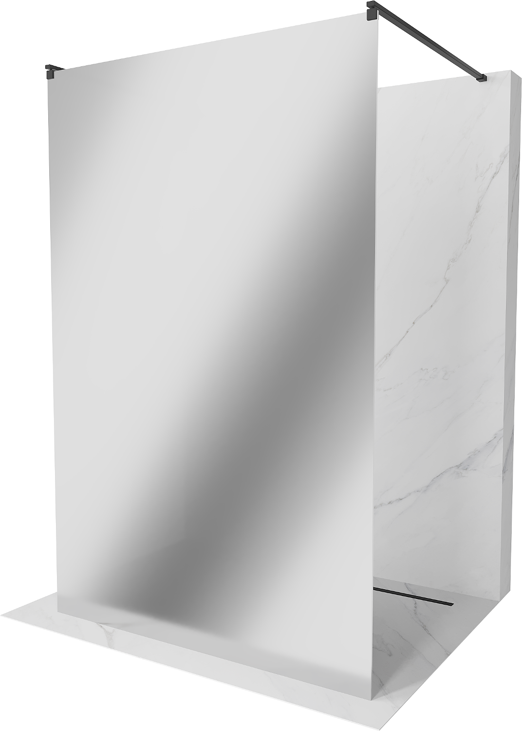 Mexen Kioto ścianka prysznicowa wolnostojąca 110 x 200 cm, lustro, czarna - 800-110-002-70-50