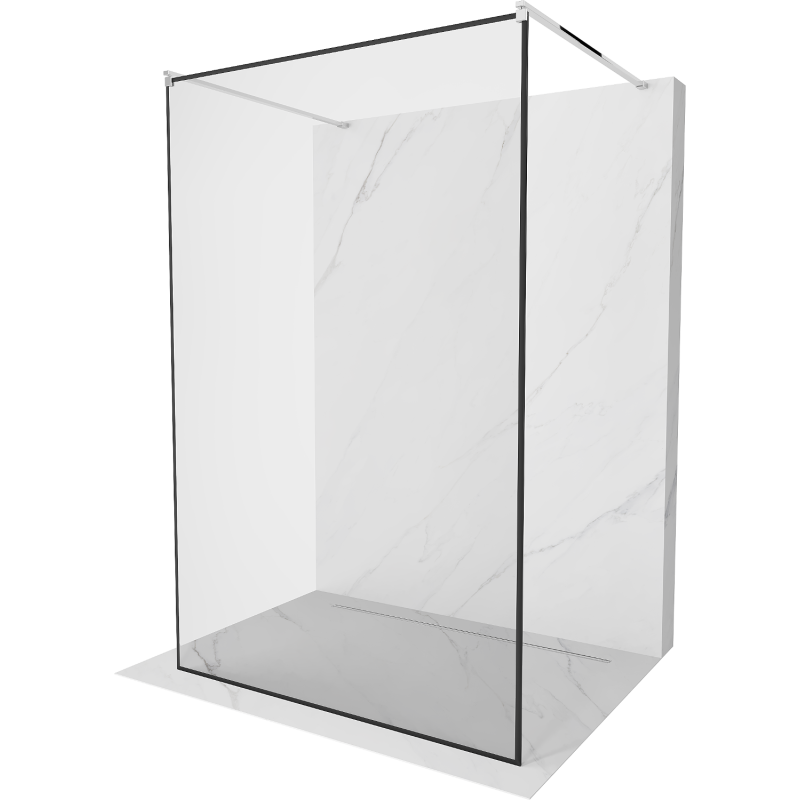 Mexen Kioto ścianka prysznicowa wolnostojąca 130 x 200 cm, transparent/czarny wzór 8 mm, chrom - 800-130-002-01-70