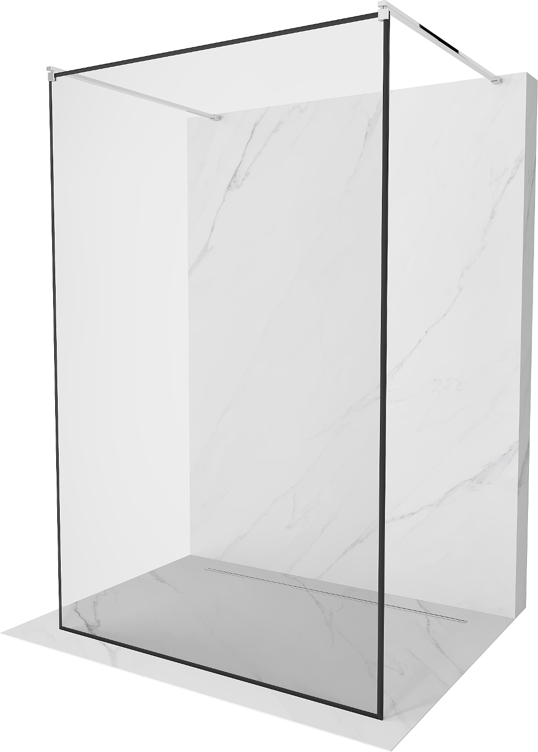 Mexen Kioto ścianka prysznicowa wolnostojąca 130 x 200 cm, transparent/czarny wzór 8 mm, chrom - 800-130-002-01-70