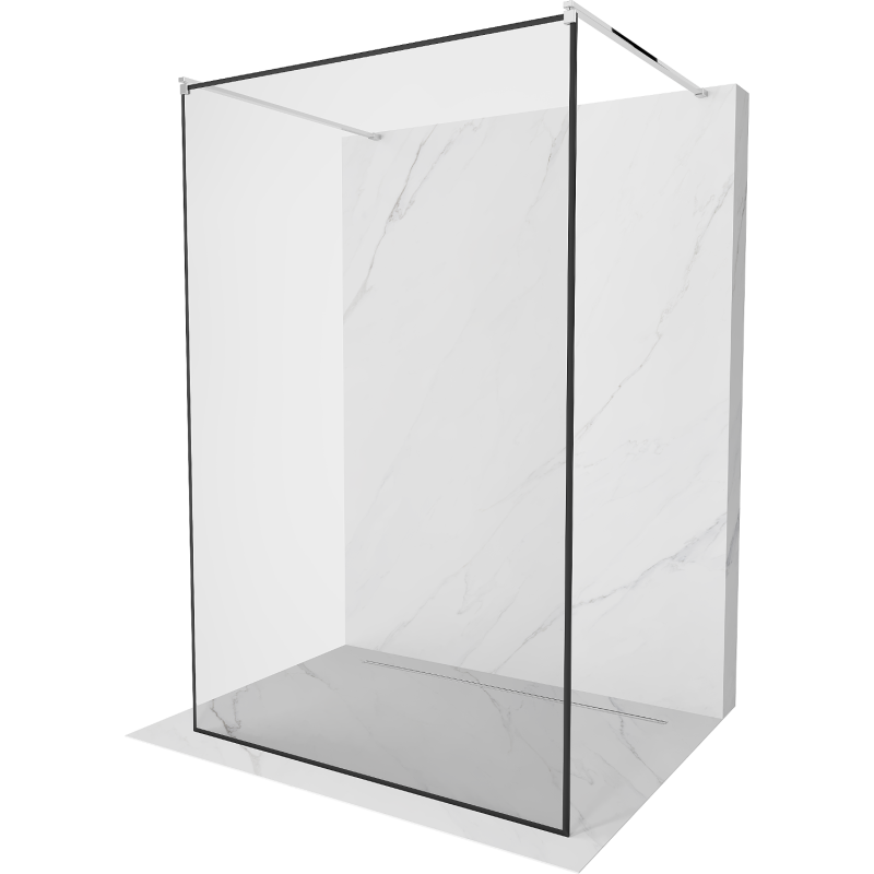 Mexen Kioto ścianka prysznicowa wolnostojąca 140 x 200 cm, transparent/czarny wzór 8 mm, chrom - 800-140-002-01-70