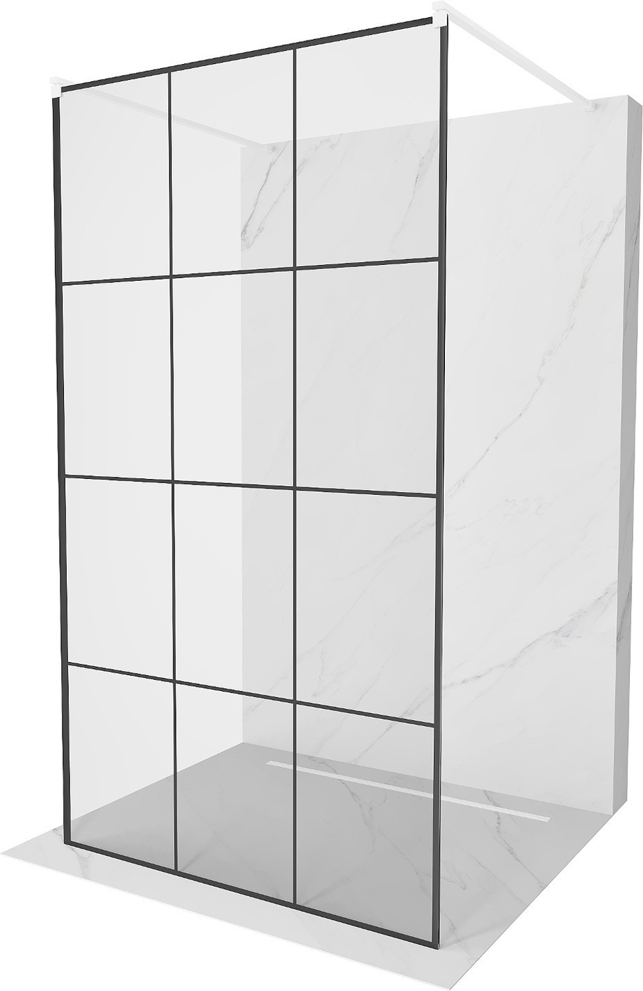 Mexen Kioto ścianka prysznicowa wolnostojąca 100 x 200 cm, transparent/czarny wzór 8 mm, chrom - 800-100-002-01-77