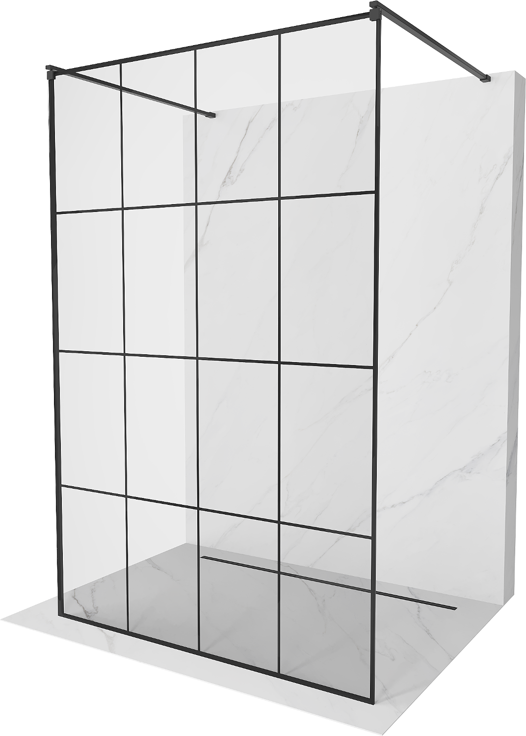 Mexen Kioto ścianka prysznicowa wolnostojąca 140 x 200 cm, transparent/czarny wzór 8 mm, chrom - 800-140-002-01-77