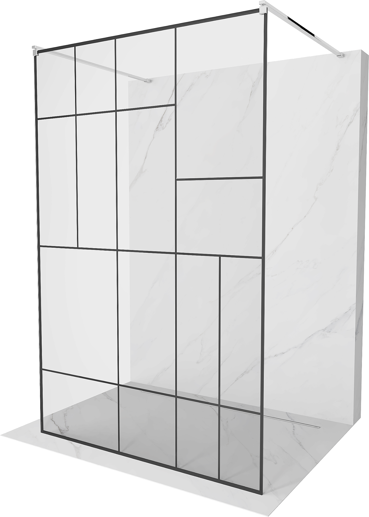 Mexen Kioto ścianka prysznicowa wolnostojąca 100 x 200 cm, transparent/czarny wzór 8 mm, chrom - 800-100-002-01-78