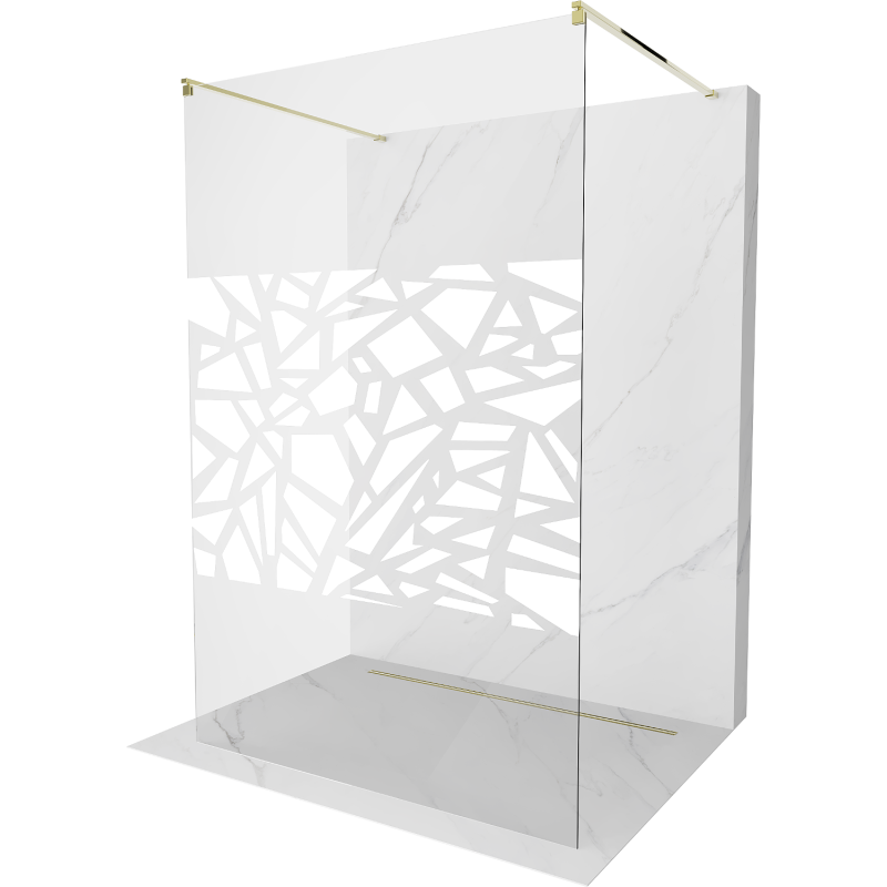 Mexen Kioto ścianka prysznicowa wolnostojąca 100 x 200 cm, transparent/biały wzór 8 mm, złota - 800-100-002-50-85