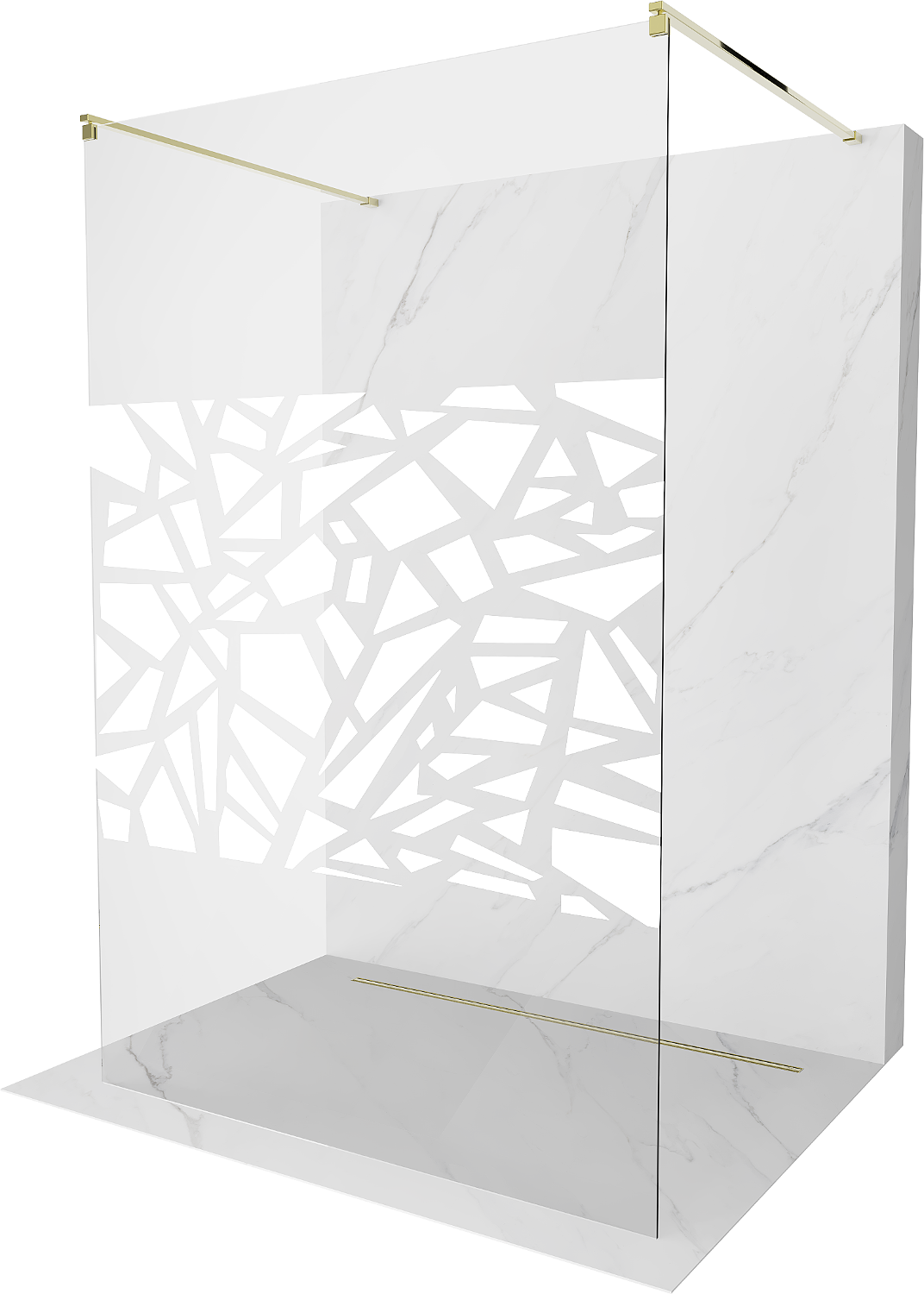 Mexen Kioto ścianka prysznicowa wolnostojąca 100 x 200 cm, transparent/biały wzór 8 mm, złota - 800-100-002-50-85