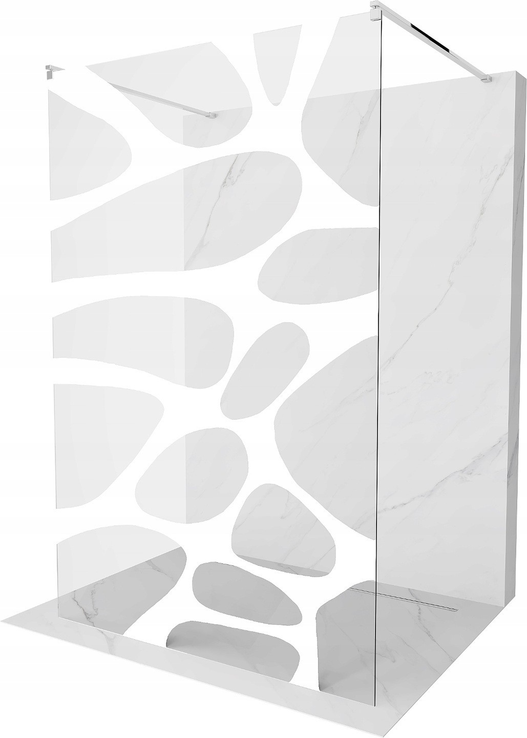 Mexen Kioto ścianka prysznicowa wolnostojąca 140 x 200 cm, transparent/biały wzór 8 mm, chrom - 800-140-002-01-97