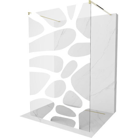 Mexen Kioto ścianka prysznicowa wolnostojąca 100 x 200 cm, transparent/biały wzór 8 mm, złota - 800-100-002-50-97