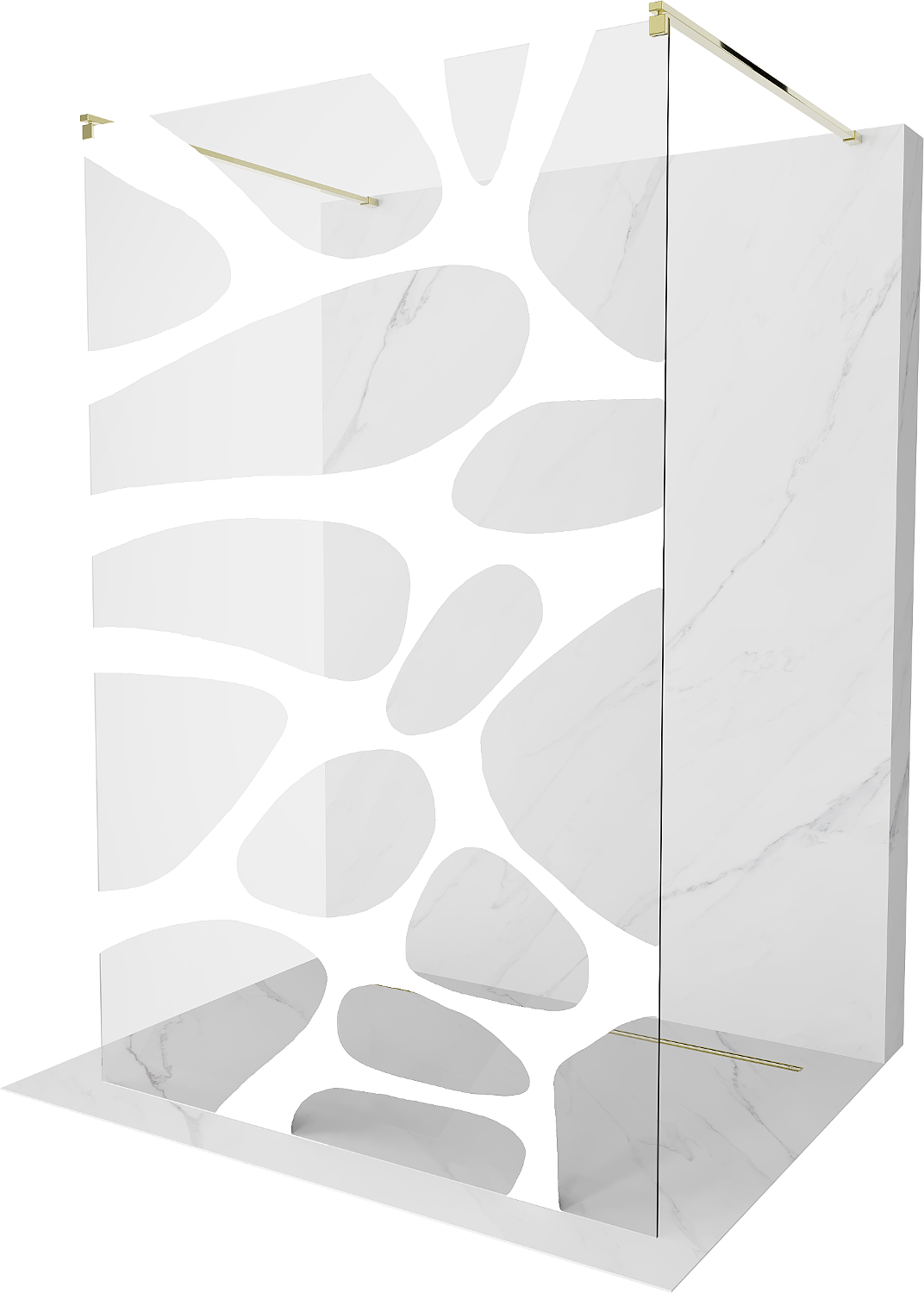 Mexen Kioto ścianka prysznicowa wolnostojąca 110 x 200 cm, transparent/biały wzór 8 mm, złota - 800-110-002-50-97