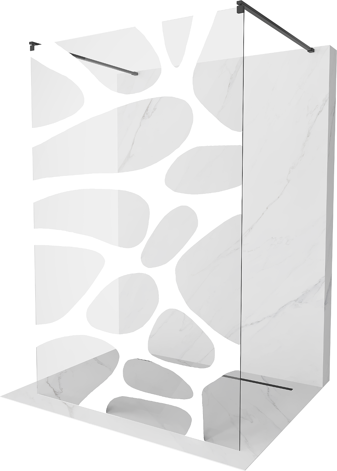 Mexen Kioto ścianka prysznicowa wolnostojąca 110 x 200 cm, transparent/biały wzór 8 mm, czarna - 800-110-002-70-97