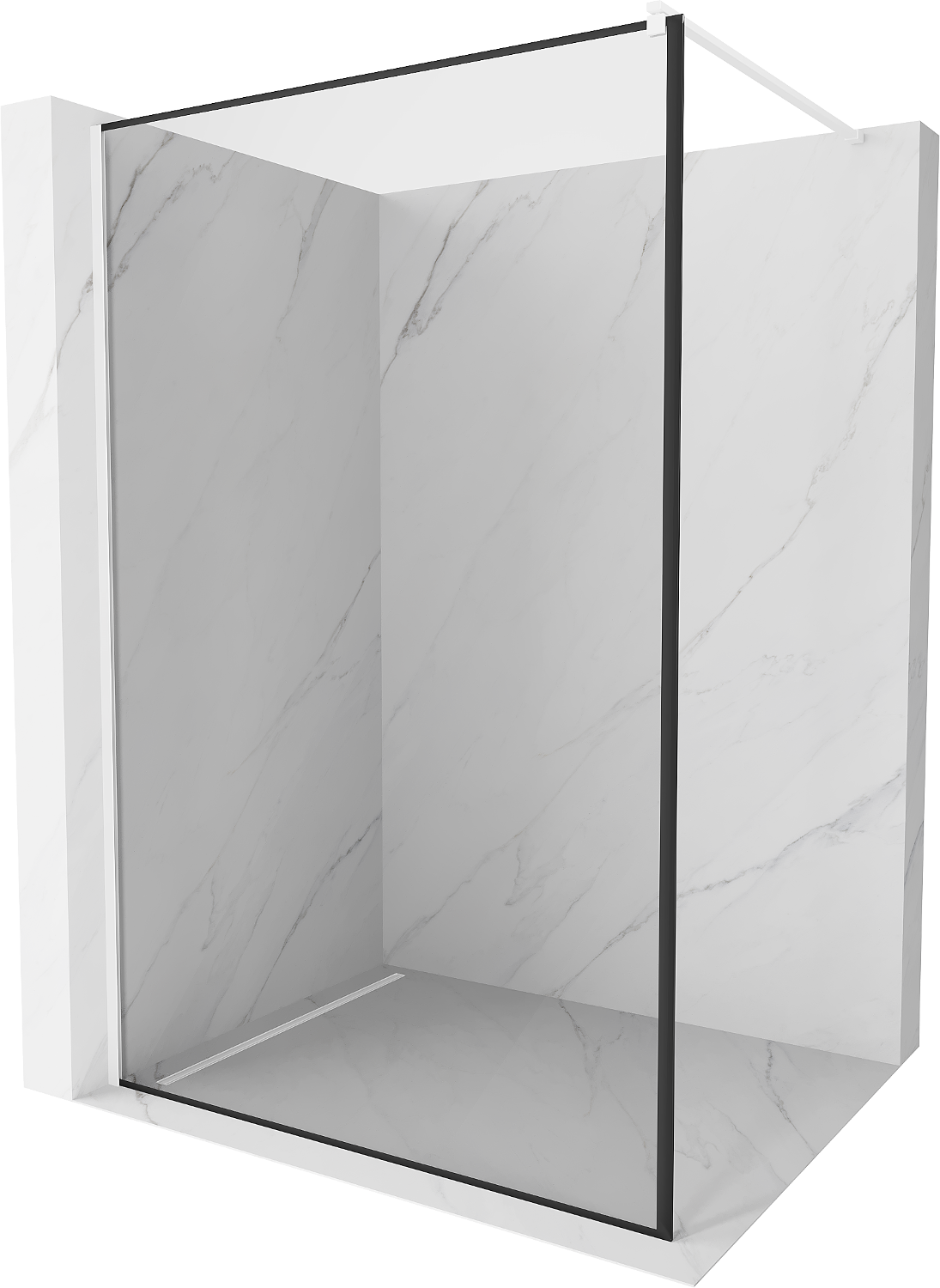 Mexen Kioto ścianka prysznicowa 70 x 200 cm, transparent/czarny wzór 8 mm, biała - 800-070-101-20-70