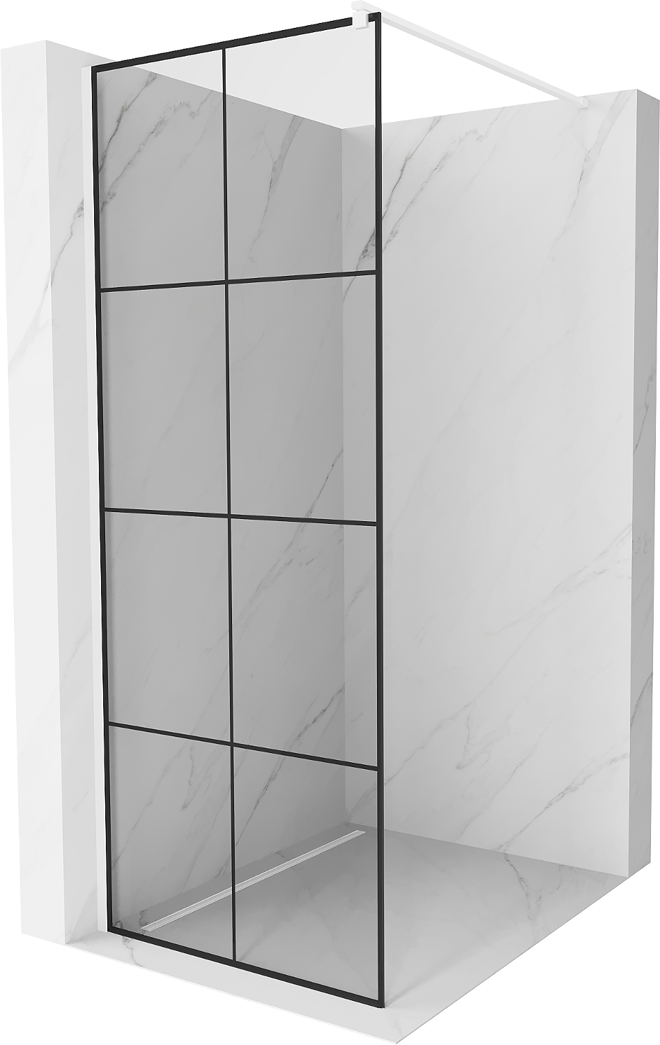 Mexen Kioto ścianka prysznicowa 70 x 200 cm, transparent/czarny wzór 8 mm, biała - 800-070-101-20-77