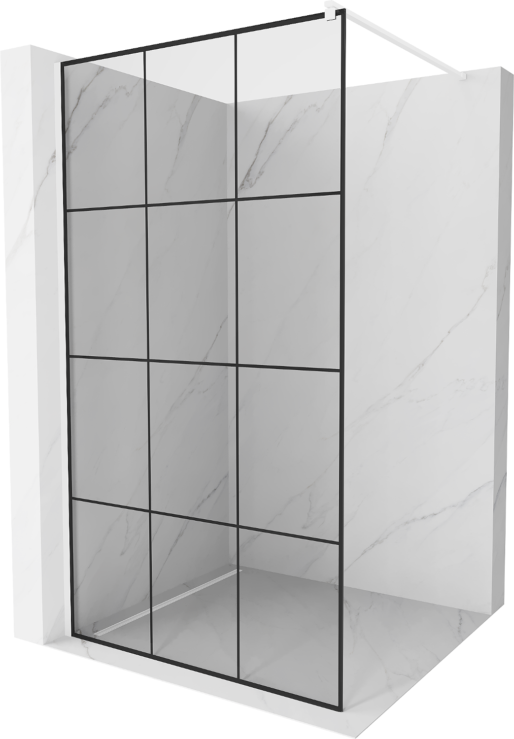 Mexen Kioto ścianka prysznicowa 100 x 200 cm, transparent/czarny wzór 8 mm, biała - 800-100-101-20-77