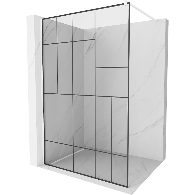 Mexen Kioto ścianka prysznicowa 80 x 200 cm, transparent/czarny wzór 8 mm, biała - 800-080-101-20-78