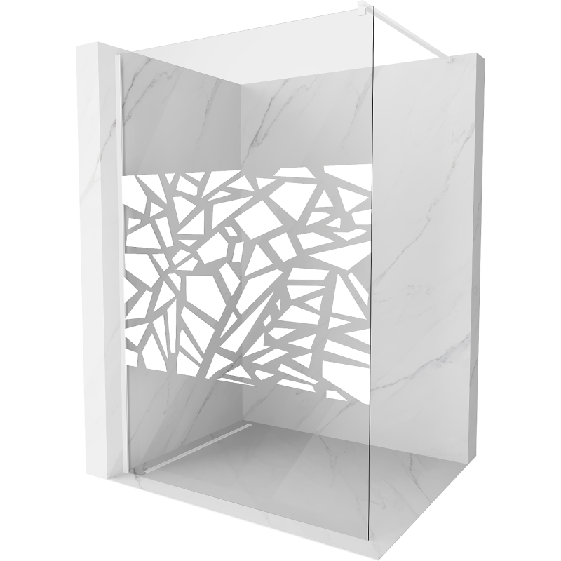 Mexen Kioto ścianka prysznicowa 90 x 200 cm, transparent/biały wzór 8 mm, biała - 800-090-101-20-85