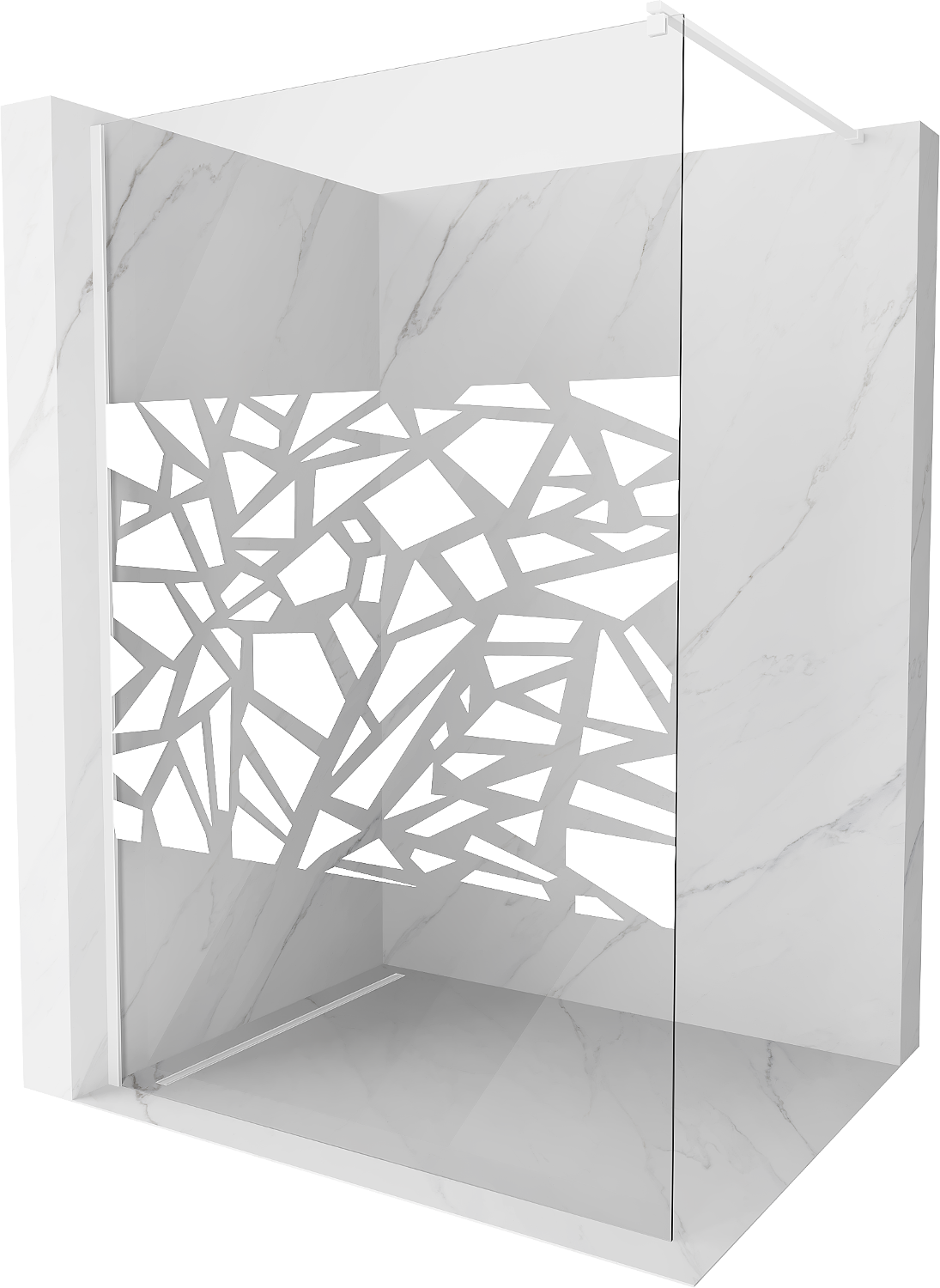 Mexen Kioto ścianka prysznicowa 90 x 200 cm, transparent/biały wzór 8 mm, biała - 800-090-101-20-85