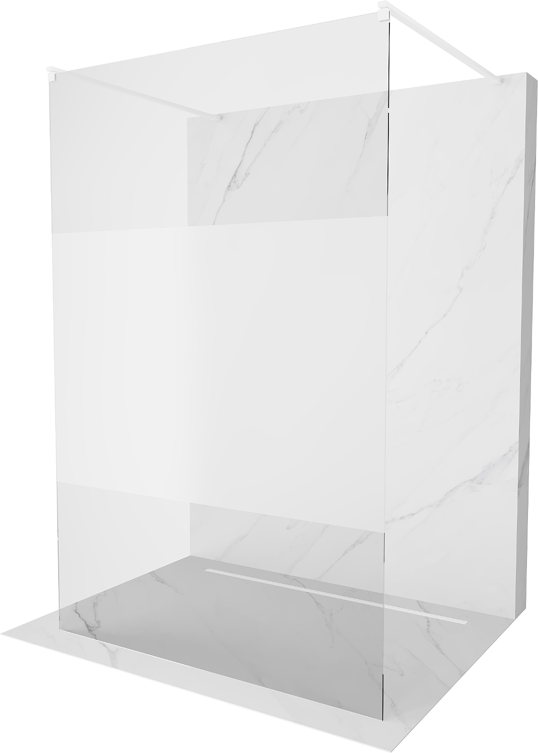 Mexen Kioto ścianka prysznicowa wolnostojąca 120 x 200 cm, transparent/szron 8 mm, biała - 800-120-002-20-35
