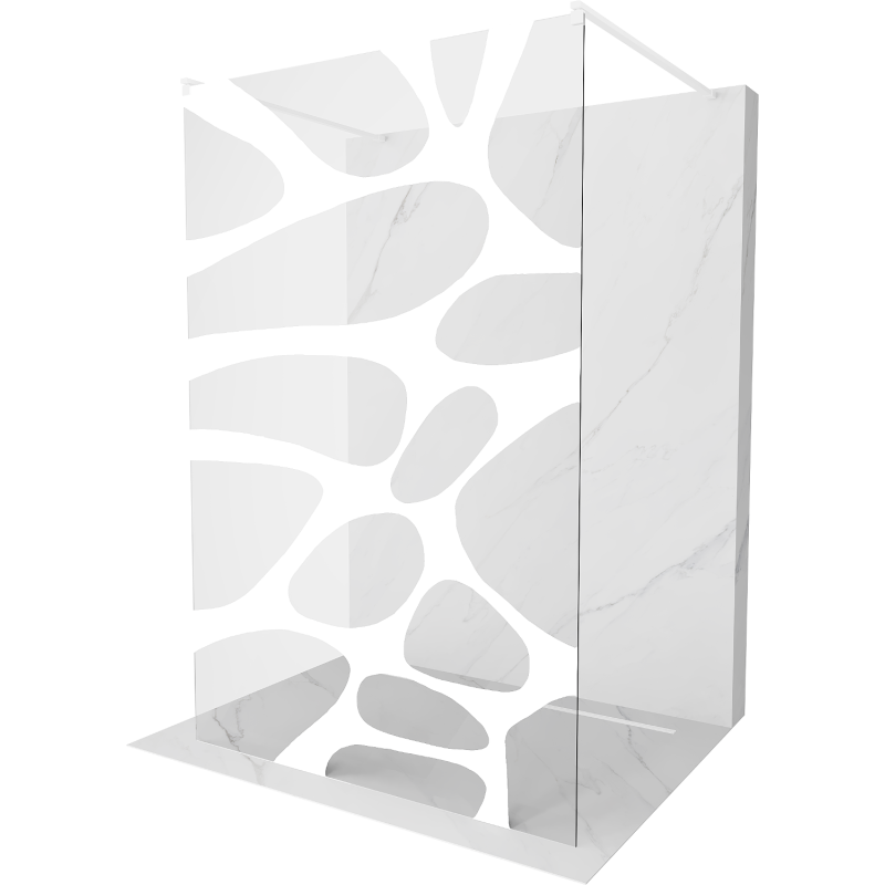 Mexen Kioto ścianka prysznicowa wolnostojąca 140 x 200 cm, transparent/biały wzór 8 mm, biała - 800-140-002-20-97