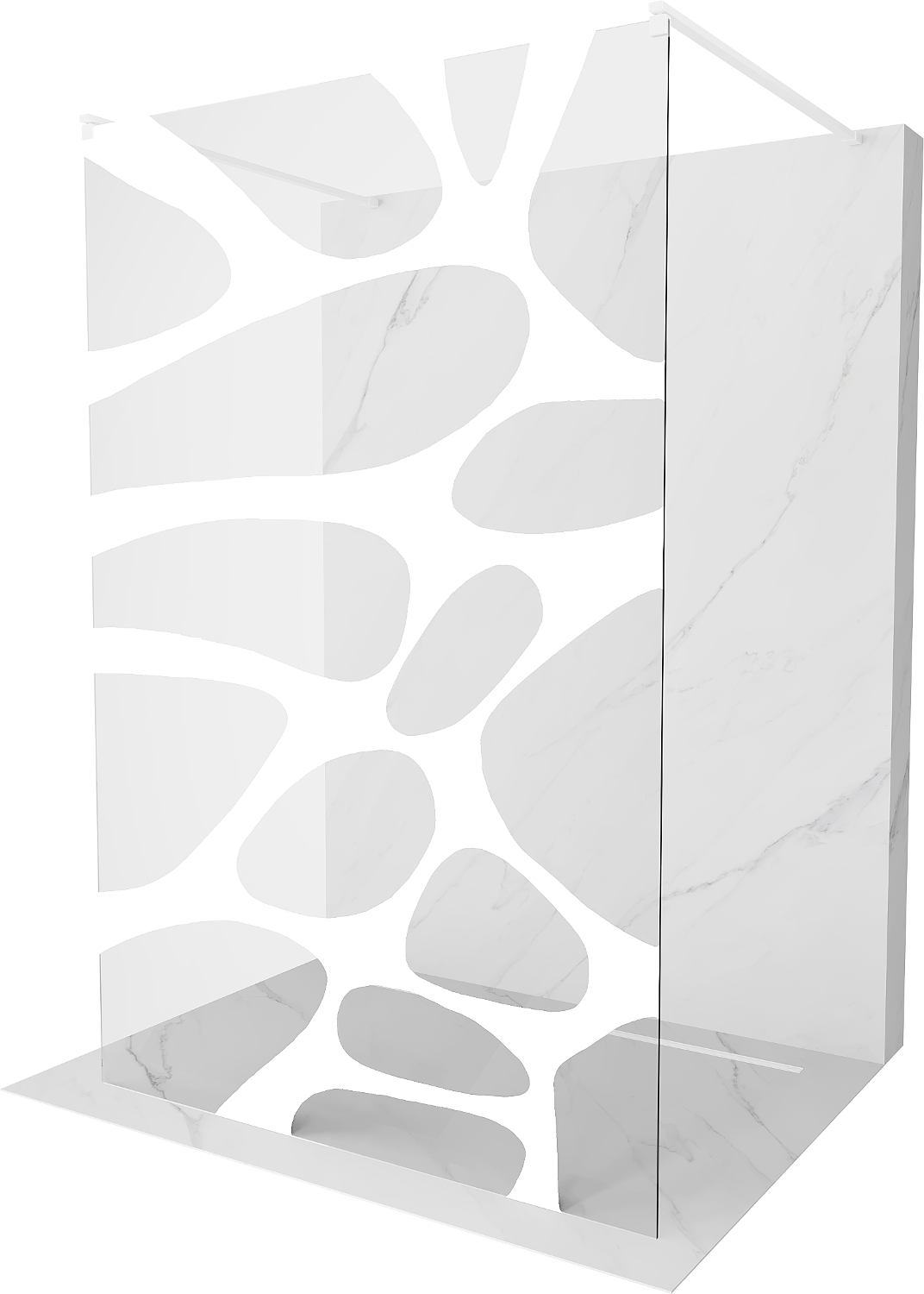 Mexen Kioto ścianka prysznicowa wolnostojąca 140 x 200 cm, transparent/biały wzór 8 mm, biała - 800-140-002-20-97