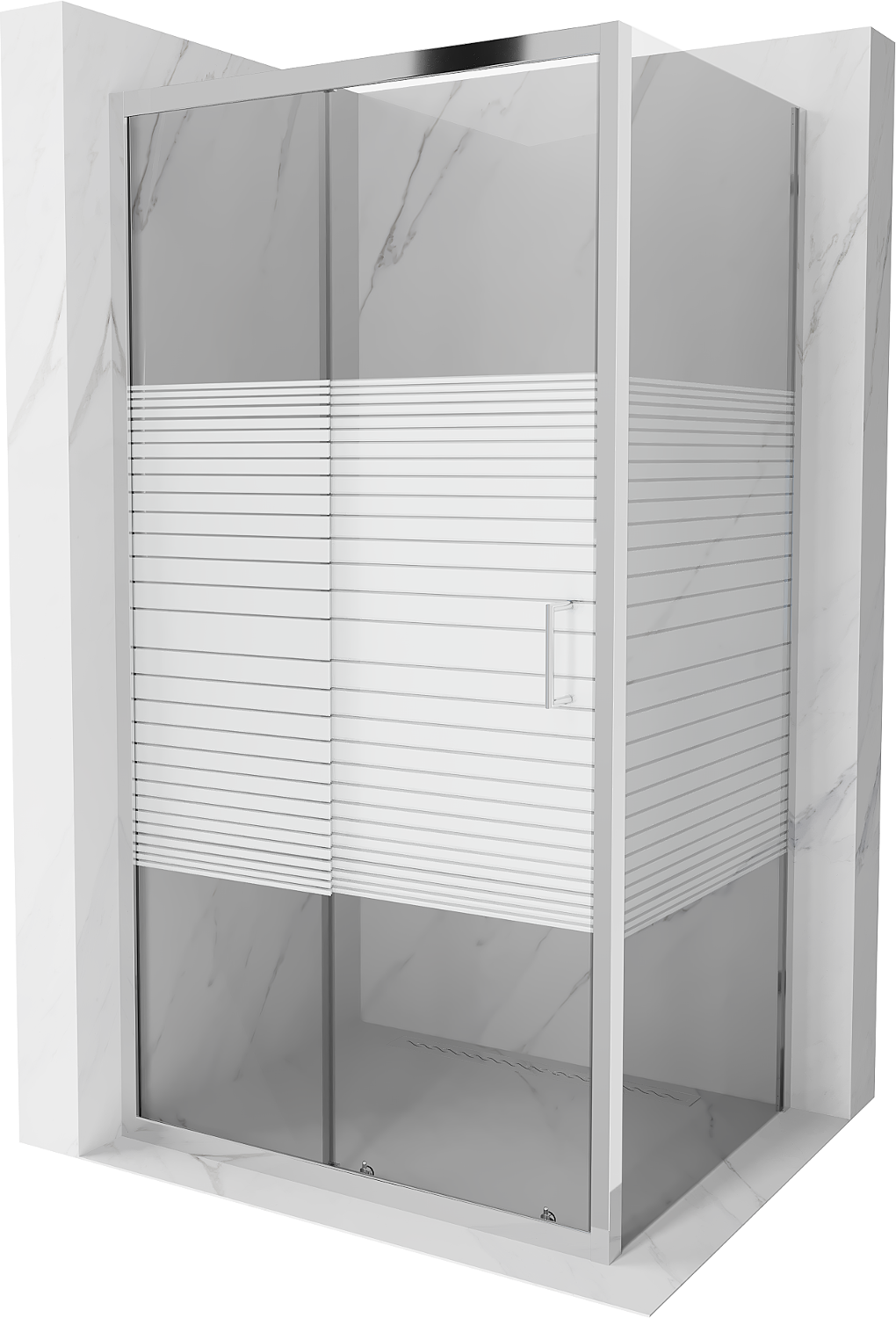 Mexen Apia kabina prysznicowa rozsuwana 100 x 80 cm, pasy, chrom - 840-100-080-01-20