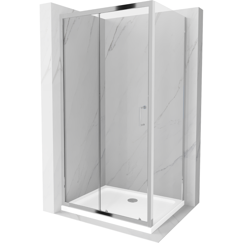 Mexen Apia kabina prysznicowa rozsuwana 120 x 90 cm, transparent, chrom + brodzik Flat - 840-120-090-01-00-4010