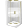 Mexen Rio kabina prysznicowa półokrągła 80 x 80 cm, pasy, złota + brodzik Rio, biały - 863-080-080-50-20-4710