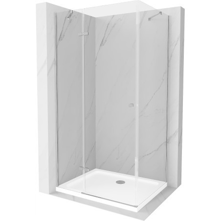 Mexen Roma kabina prysznicowa uchylna 70 x 90 cm, transparent, chrom + brodzik Flat - 854-070-090-01-00-4010