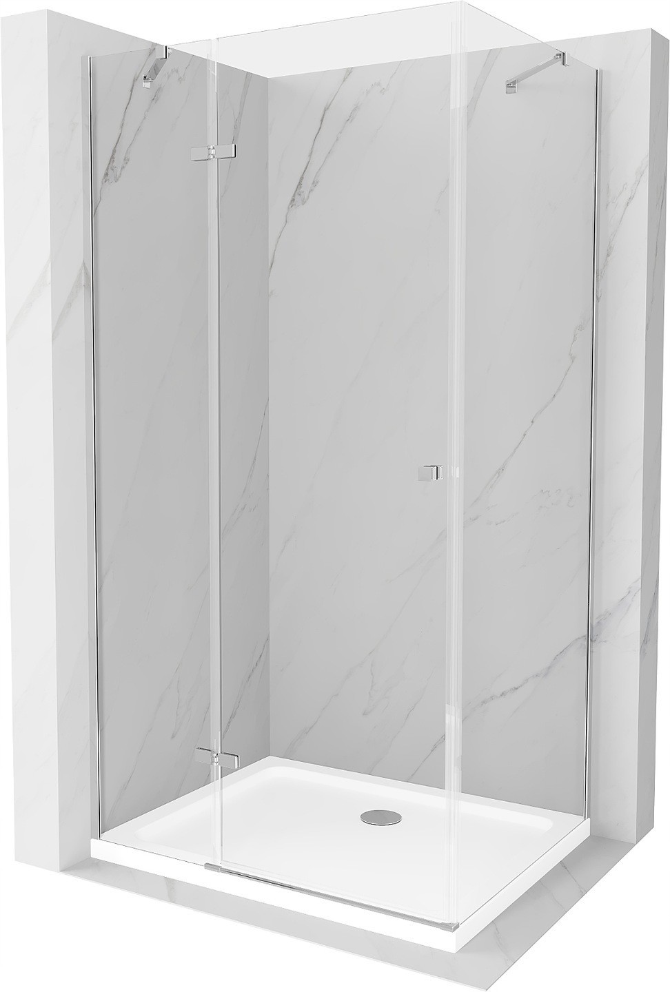 Mexen Roma kabina prysznicowa uchylna 70 x 90 cm, transparent, chrom + brodzik Flat - 854-070-090-01-00-4010
