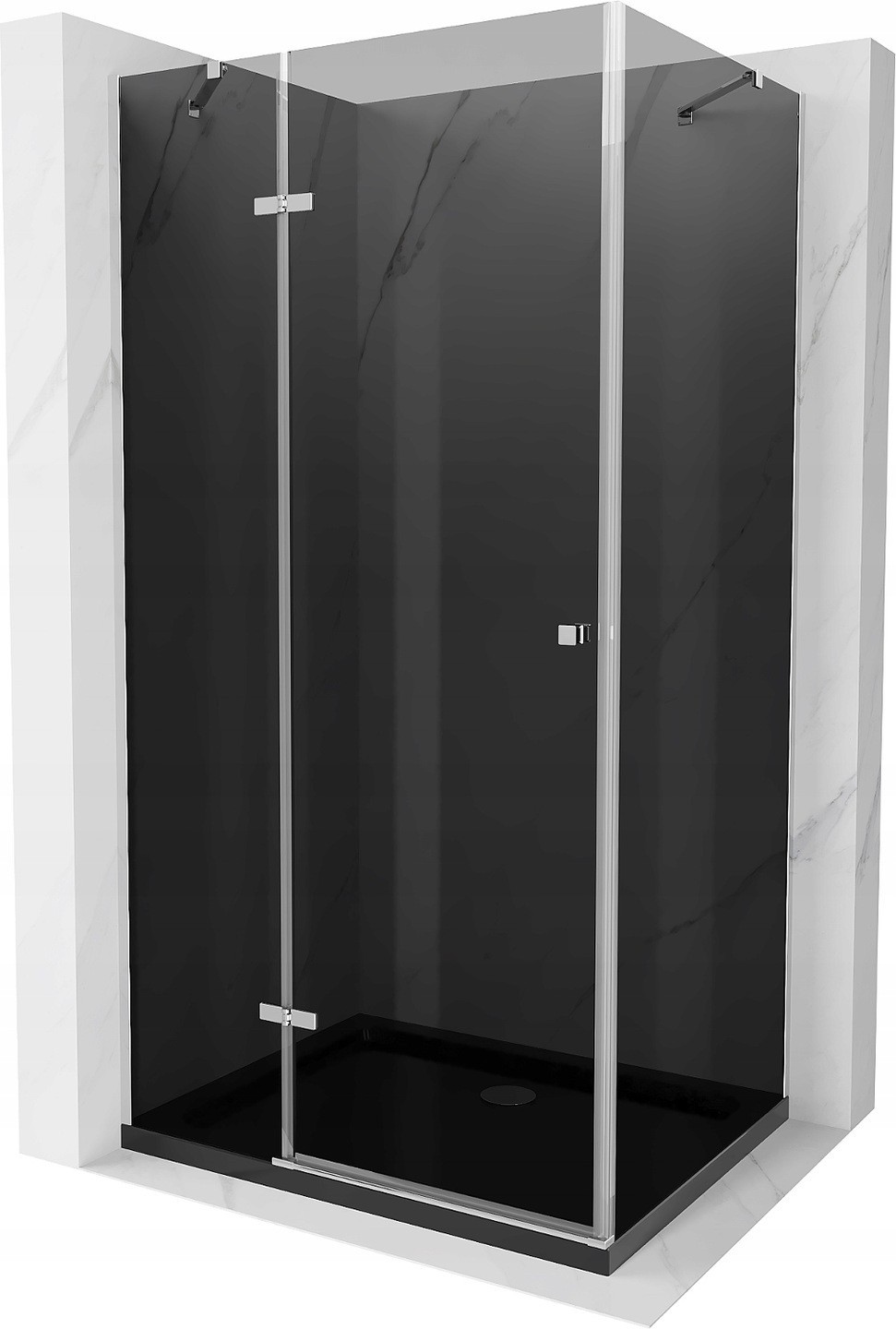Mexen Roma kabina prysznicowa uchylna 100 x 90 cm, grafit, chrom + brodzik Flat, czarny - 854-100-090-01-40-4070