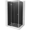 Mexen Roma kabina prysznicowa uchylna 90 x 80 cm, grafit, chrom + brodzik Flat, biały - 854-090-080-01-40-4010