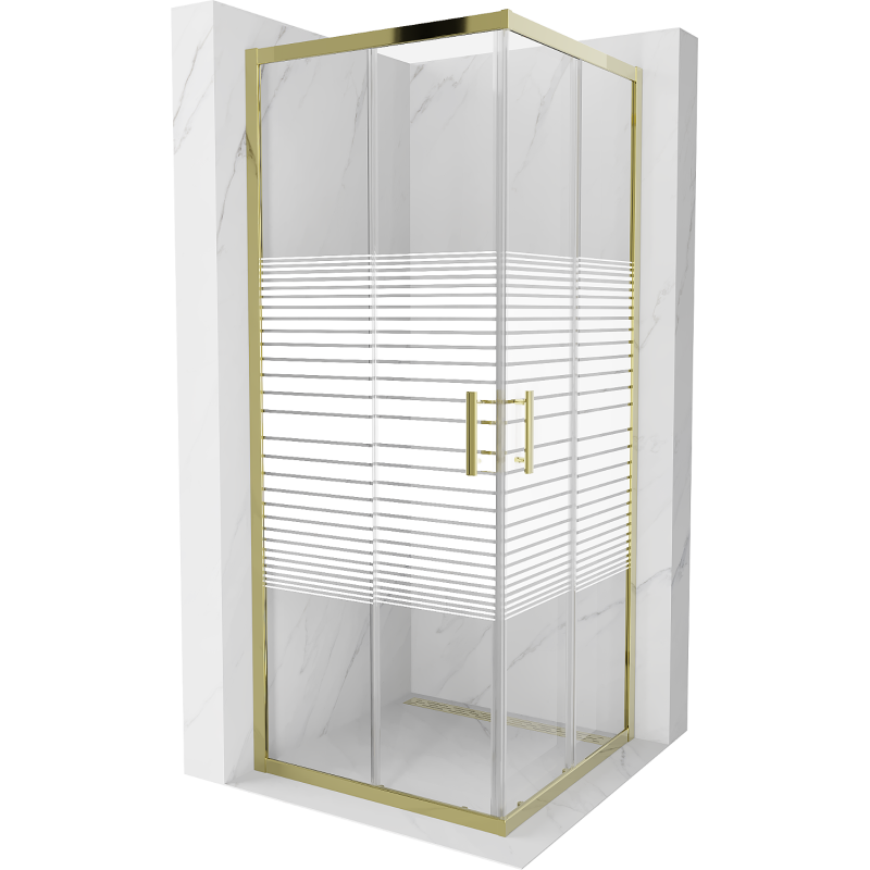 Mexen Rio kabina prysznicowa kwadratowa 80 x 80 cm, pasy, złota -  860-080-080-50-20