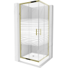Mexen Rio kabina prysznicowa kwadratowa 80 x 80 cm, pasy, złota + brodzik Rio, biały - 860-080-080-50-20-4510