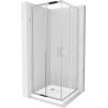 Mexen Rio kabina prysznicowa kwadratowa 80 x 80 cm, transparent, chrom + brodzik Flat, biały - 860-080-080-01-00-4010