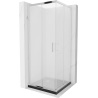 Mexen Rio kabina prysznicowa kwadratowa 70 x 70 cm, szron, chrom + brodzik Flat, czarny - 860-070-070-01-30-4070