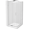 Mexen Rio kabina prysznicowa kwadratowa 90 x 90 cm, szron, chrom + brodzik Flat, biały - 860-090-090-01-30-4010